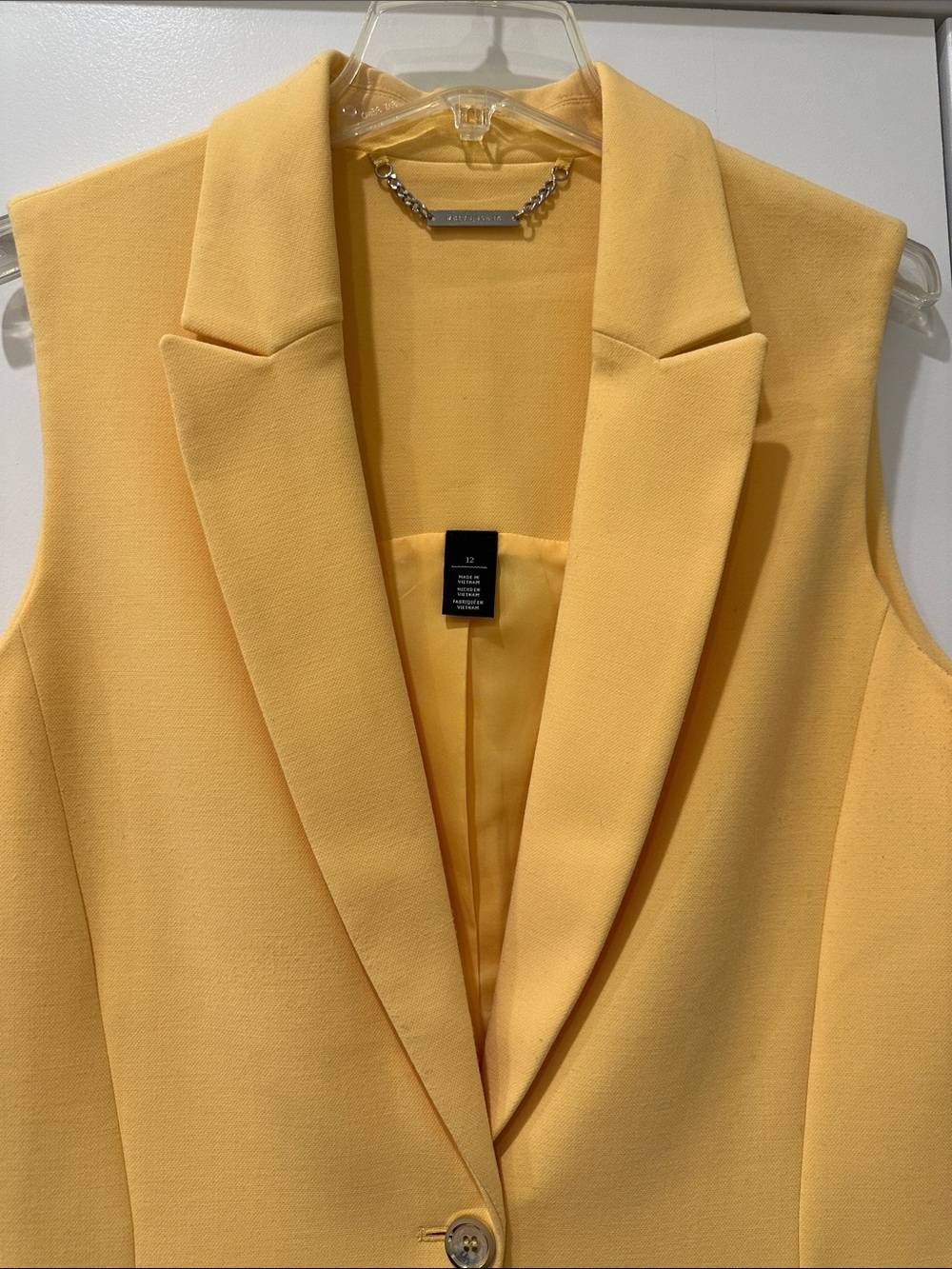White House Black Market Yellow Sleeveless Blazer Vest - Picture 3 of 4